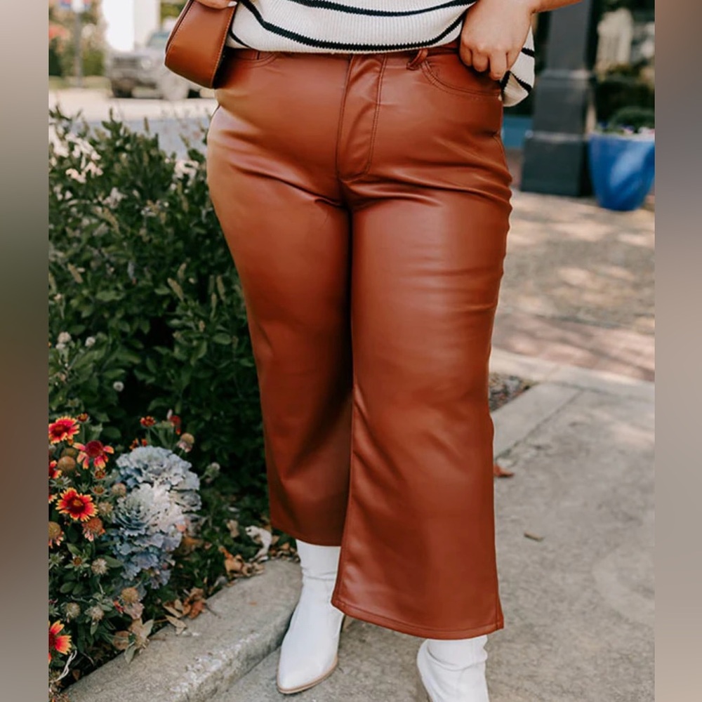 Judy Blue Brown Faux Leather Pants